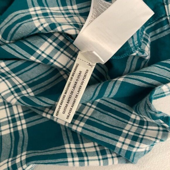 J Crew Flannel Women's Medium Blue Plaid Button Up Shirt Collared Preppy - Picture 10 of 10